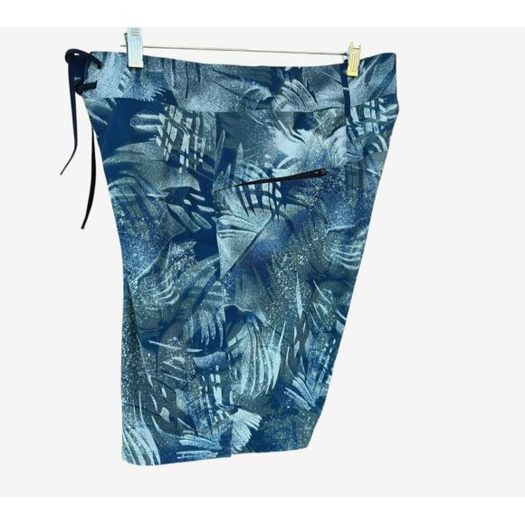 LULULEMON Current State Board Shorts Blue Splatter Tropical Palm Swim - Picture 6 of 8